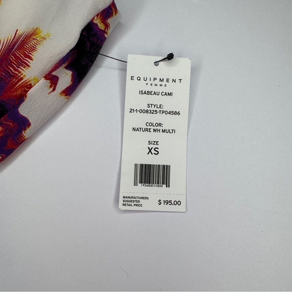 EQUIPMENT Femme NWT Women's XS Isabeau Cami Nature White Multicolor top - Picture 7 of 10